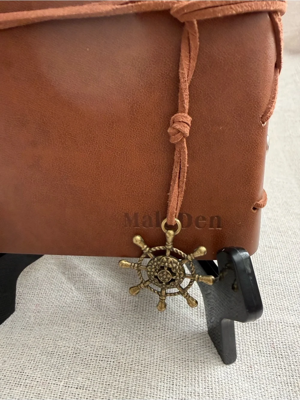 Brown Leather Travel Journal Notebook with Nautical Charm